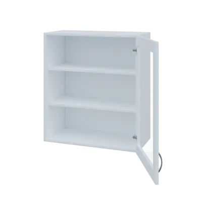 MH - 65S horní skříňka boxová, 1-dveřová, prosklená, pravá, 770x654x440, korpus bílý, dvířko bílá